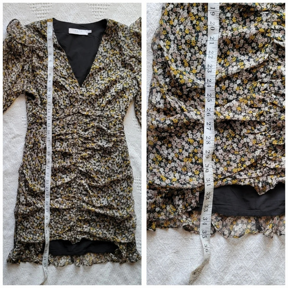 ASTR Kimbra Floral  V-Neck 3/4 Sleeve Mini Ruching Dress - Picture 11 of 13